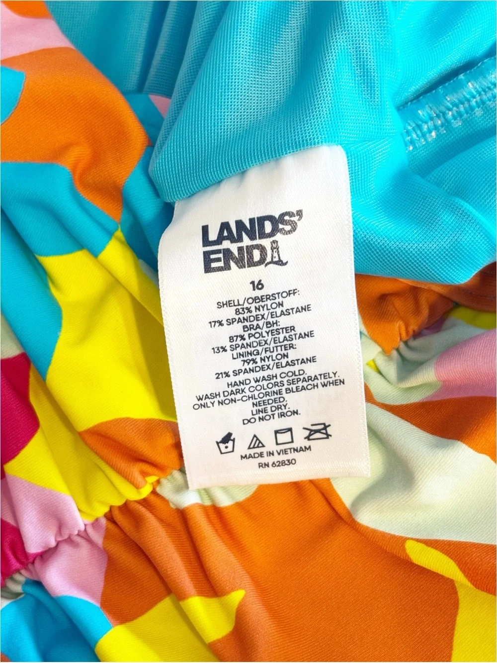 Lands End Sweetheart One Piece Swimsuit Adjustable Straps Floral Print Size 16‎